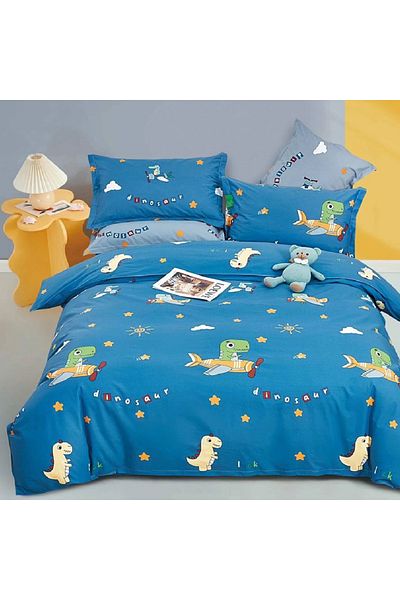 Five Store Double bed linen, Dinosaur, ranforce cotton, multicolor, 4 pieces