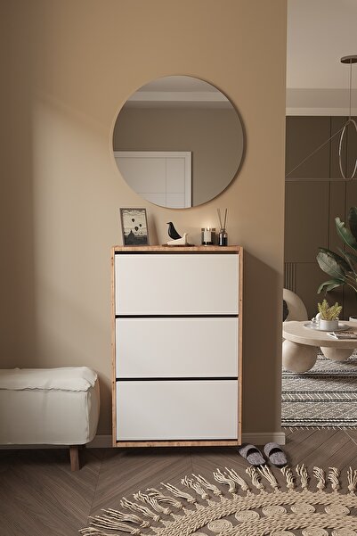 dekor fim DF08101KAB Modern 3 Raflı Antre Hol Düzenleyici 3 Kapaklı Dekoratif...