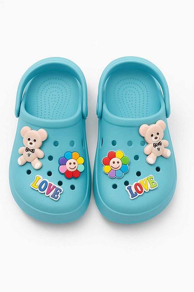 gigigiyim Love Detailed Girl's Sandals-Slippers Turquoise