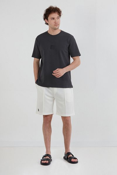 Fulla Moda Μπλουζάκι Basic Emboss με χοντρό χτενισμένο βαμβακερό μπλουζάκι