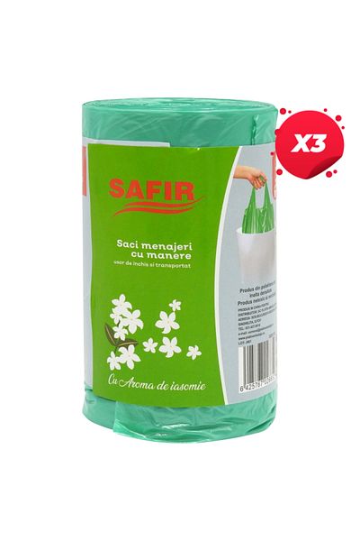 SAFİR X3 - SAFIR HOUSEHOLD BAGS WITH HANDLES 35L ​​49X59CM PERFUMED 50PCS