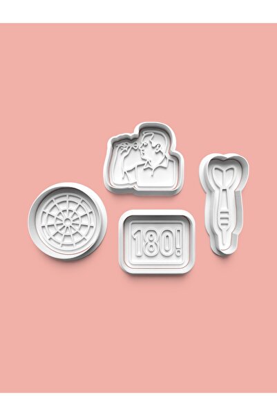 AKTASTORE قالب كوكيز دارت وقالب عجينة السكر، مجموعة من 4 قطع 0853-set