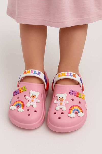 gigigiyim Teddy Bear Printed Girl's Sandals-Slippers Pink