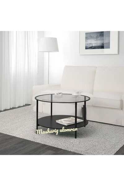 IKEA Coffee table, black-brown/glass, 75 cm