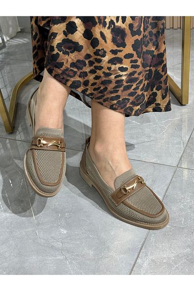DERİ KABUSU Knitwear Buckle Women's Loafer Shoes 1607