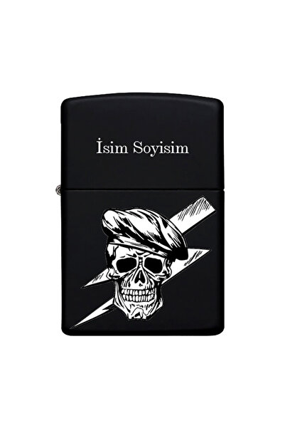 Melek Pazarı Kişiye Özel Tasarımlı İsimli Metal Çakmak Benzinli Siyah Zippo Ç...