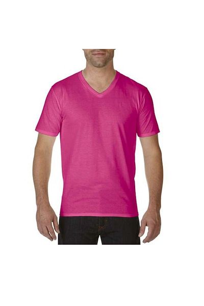 OEM Men's V-neck T-shirt, Fuchsia Red, Size M