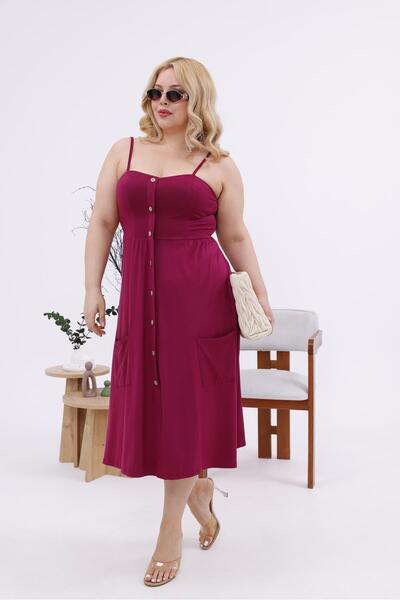 Siyezen Plus Size Strap Cotton Lycra Dress