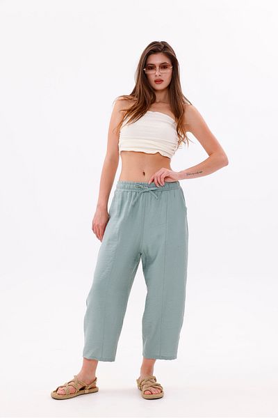 GENIUS STORE Women's Baggy Pants with Pockets Ayrobin Baggy Trousers Adjustable Elastic Waist Trousers Women'S-Baggy