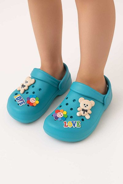 gigigiyim Love Detailed Girl's Sandals-Slippers Turquoise