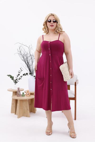 Siyezen Plus Size Strap Cotton Lycra Dress