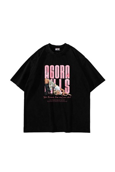Sekizbiraltı Μαύρο μπλουζάκι Agora Hills με στάμπα Oversize Unisex