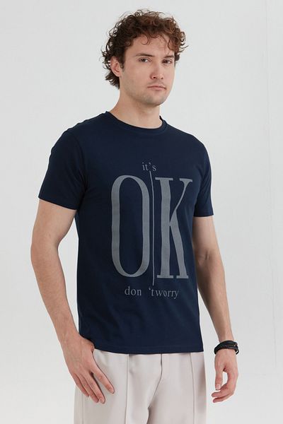 Fulla Moda Μπλουζάκι με λαιμόκοψη με στάμπα It`s Ok