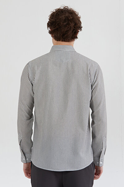 Fulla Moda Çizgili Gofre Kumaş Gömlek