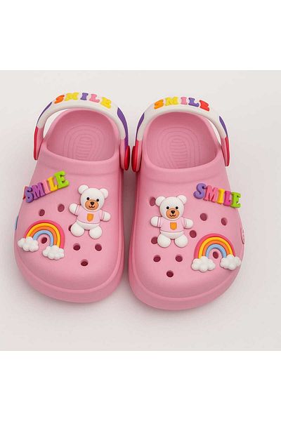 gigigiyim Teddy Bear Printed Girl's Sandals-Slippers Pink