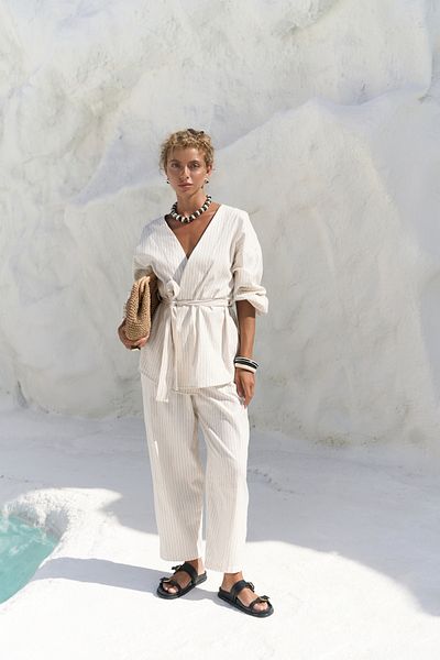 BOHEMAİ Set pantaloni kimono Neva bej
