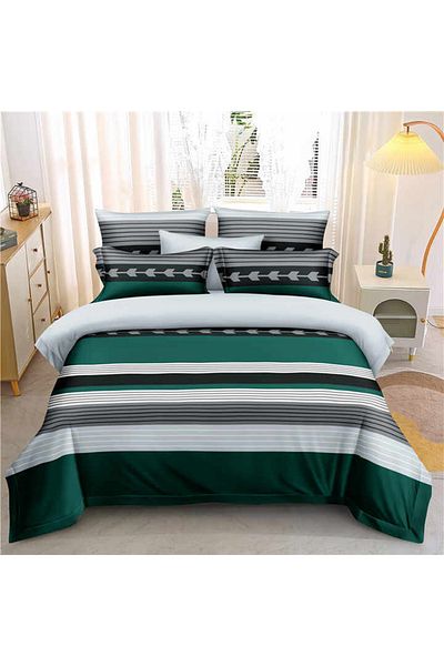 Five Store Double bed linen, Abalessa, mercerized cotton, multicolor, 4 pieces