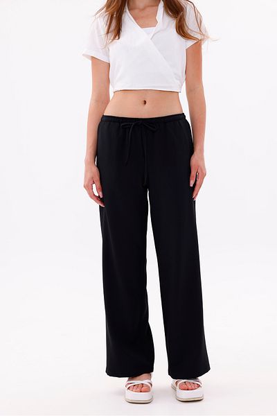 GENIUS STORE Pantaloni de damă Pantaloni de bumbac viscoză cu buzunare cu picioare largi cu talie elastică GENİŞPAÇA-PANTOLON