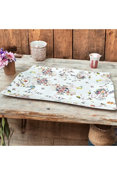 Lagom Desenli Kare Melamin Tepsi 51x36 cm – Özel Kalıp, Kırılmaz, Gıdaya Uyum...