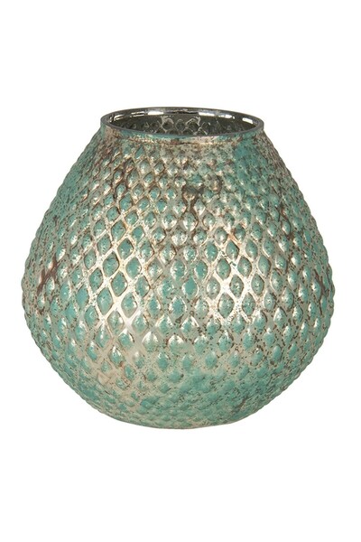 Clayre & Eef Vază de flori din sticlă verde Ø 15 x 15 h