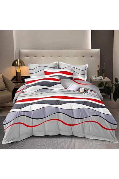 Five Store Single bed linen with elastic cover, Randers, mercerized cotton, multicolor, 3 pieces