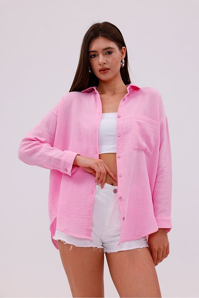 GENIUS STORE Oversize Basic Muslin Γυναικείο Πουκάμισο ΓΥΝΑΙΚΕΙΟ-ΜΟΥΣΛΙΝ-ΠΟΥΚΑΜΙΣΟ