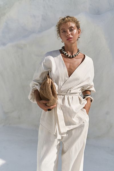 BOHEMAİ Set pantaloni kimono Neva bej
