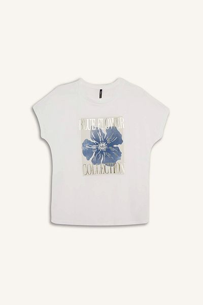DeFacto Tricou cu mânecă scurtă cu flori cu gât crew F5100ax25sm