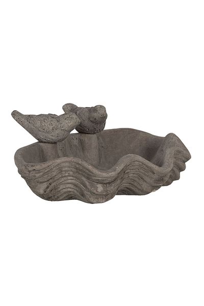 Clayre & Eef Ceramic Gray Bird Feeding Bowl 30 cm x 22 cm x 11 h