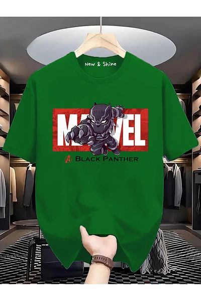 New Shine Μπλουζάκι Super Hero Black Panther με στάμπα Oversize