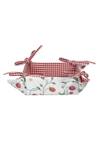 Clayre & Eef Bread basket cotton white red Fragi 35 cm x 35 cm x 8 h