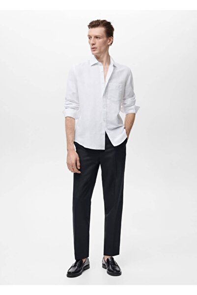 MANGO Man Cepli keten gömlek