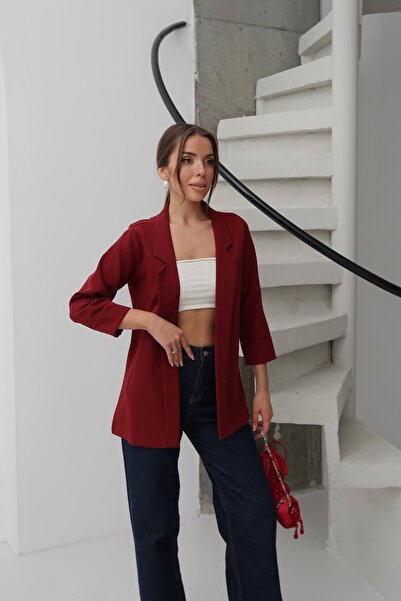 Paw Garage Kadın Atlas Kumaş Astarsız Blazer Ceket, Premium Kalite