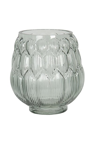 Clayre & Eef Vază de flori din sticlă verde Ø 14 x 16 h