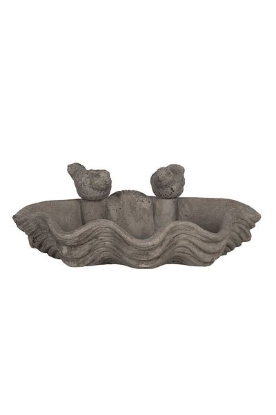 Clayre & Eef Ceramic Gray Bird Feeding Bowl 30 cm x 22 cm x 11 h