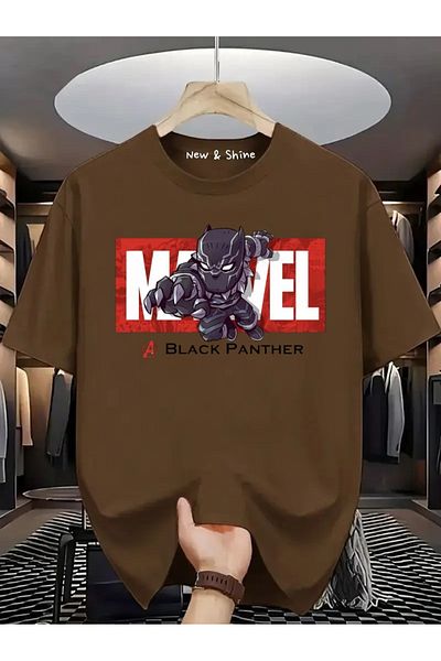 New Shine Μπλουζάκι Super Hero Black Panther με στάμπα Oversize