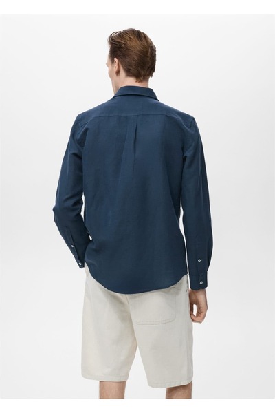 MANGO Man Cepli keten gömlek