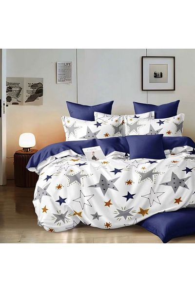 Five Store Single bed linen with elastic cover, Tahtien, mercerized cotton, multicolor, 4 pieces