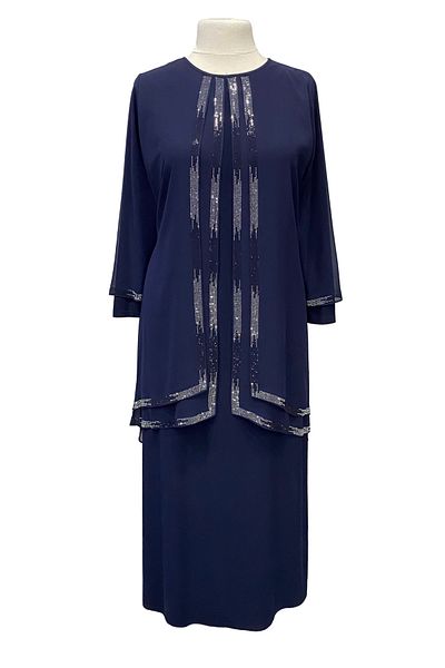 Giyinen Mağazaları Navy Blue Ahsen Stylish Stone Embroidered Mother Evening Dress