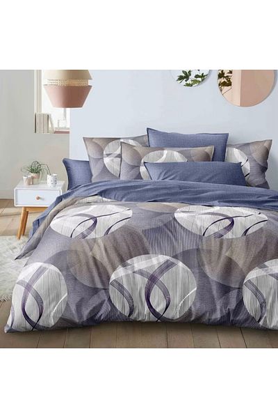 Five Store Single bed linen with elastic cover, Wirini, mercerized cotton, multicolor, 4 pieces