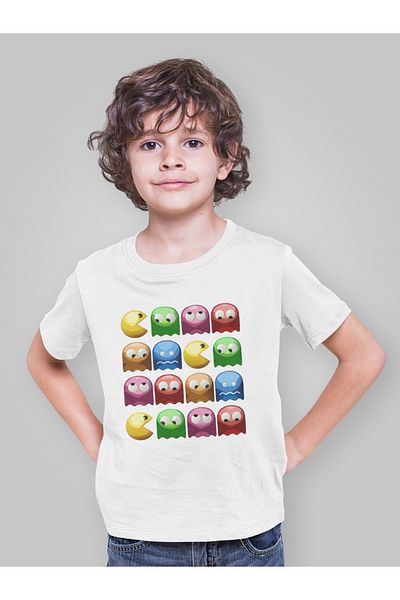 SEVBANO Tricou unisex pentru copii cu jocuri Pacman (vârsta 1-12)