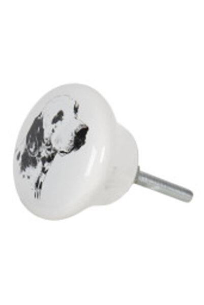Clayre & Eef Furniture knob made of iron and black and white ceramic Ø 4 x 2 cm