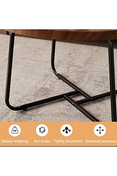 Un “A circular coffee table with a modern wooden design - an aesthetic and elegant touch to the living room”