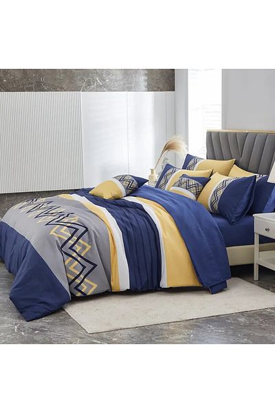 Five Store Double bed linen with elastic cover, Norell, mercerized cotton, multicolor, 4 pieces