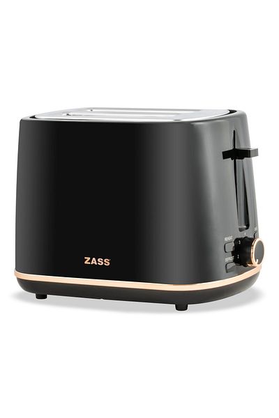 Zass Rose Gold ZST 20 Toaster, 780-930W, 2 Slices, 7 Browning Levels, Removable Crumb Tray, Black