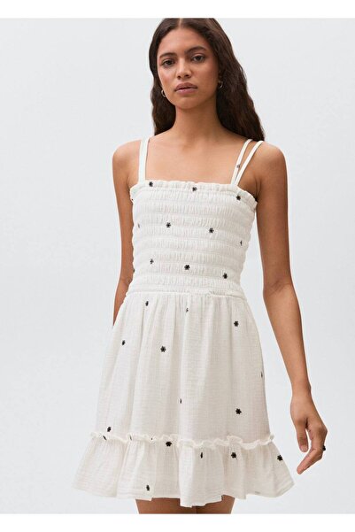 Mango Teen Rochie din bumbac cu broderie florală