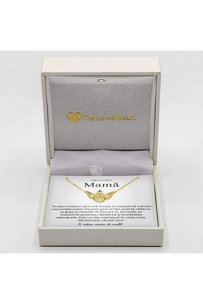 The Jewel Heart Jewelry Gift For Mom, 925 Silver Necklace Gold Plated, Love Message, Elegant LED Box