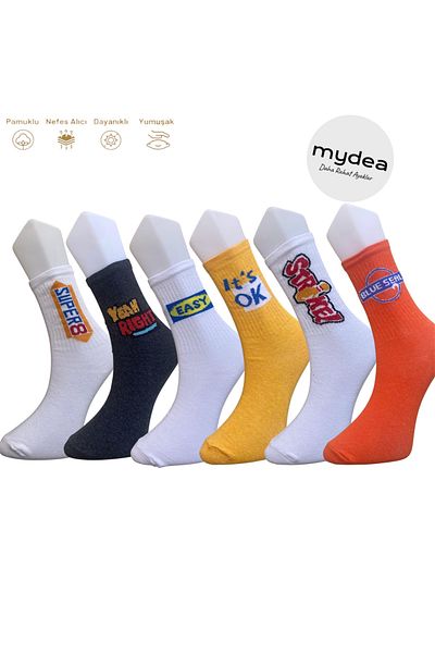 myDea 6 Πακέτο Κάλτσες με σχέδια Αθλητικές κάλτσες Casual κάλτσες με γράμματα εμπριμέ