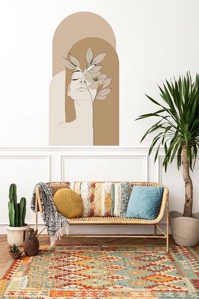 Piksel Grafik Bohemian Blocks Women Wall Decor Sticker, Wall Covering