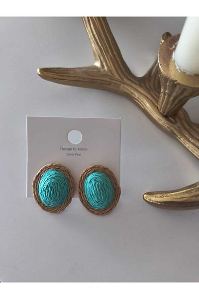 Trend Republic Wicker Handmade Colorful Earrings Pink Blue Green